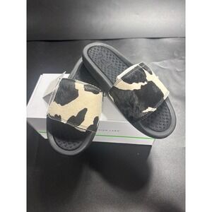 APL Athletic Propulsion Labs Iconic Slide Womens 7 Black White Cow Calf Hair NEW